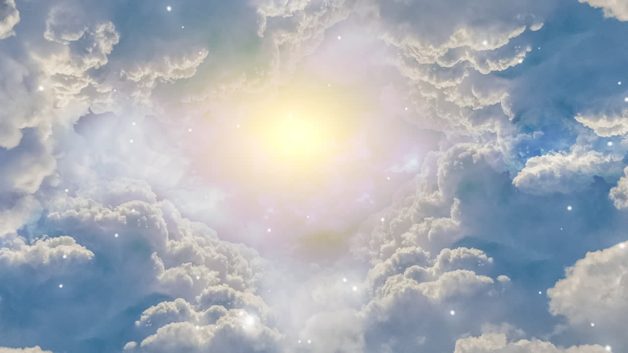 Camera moves towards a sky and heavenly objects seen at a distance while stars flyby. Apt for motivational meditation, intro or opener music, religious devotional and spiritual videos.