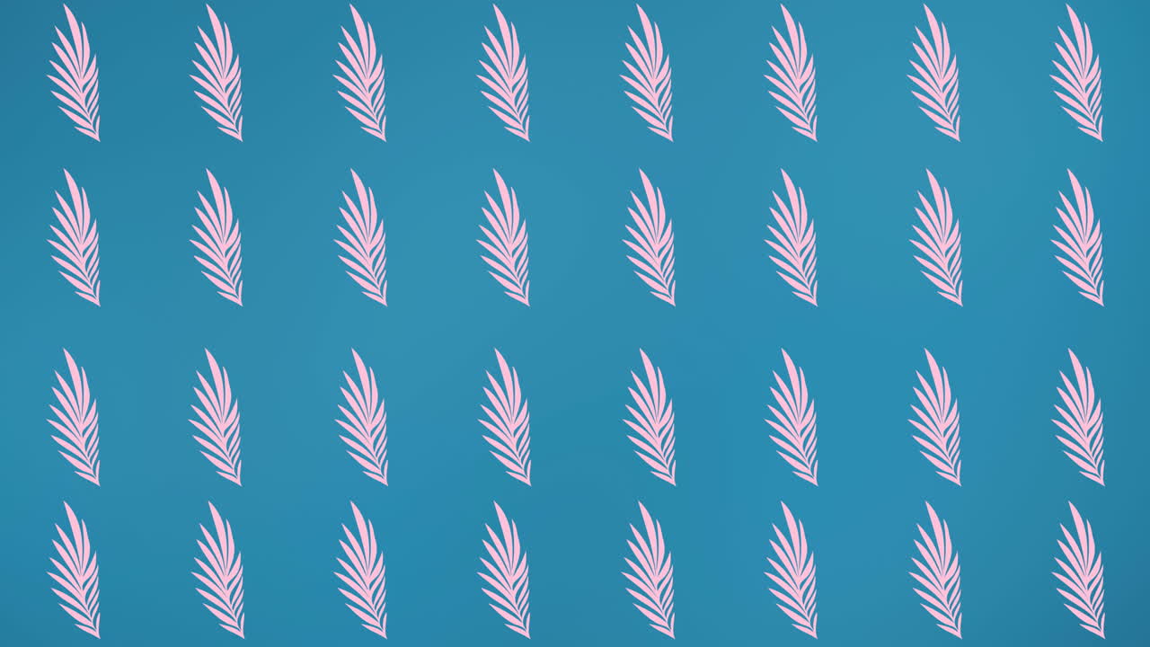 파란색 배경에 분홍색 잎 줄의 애니메이션