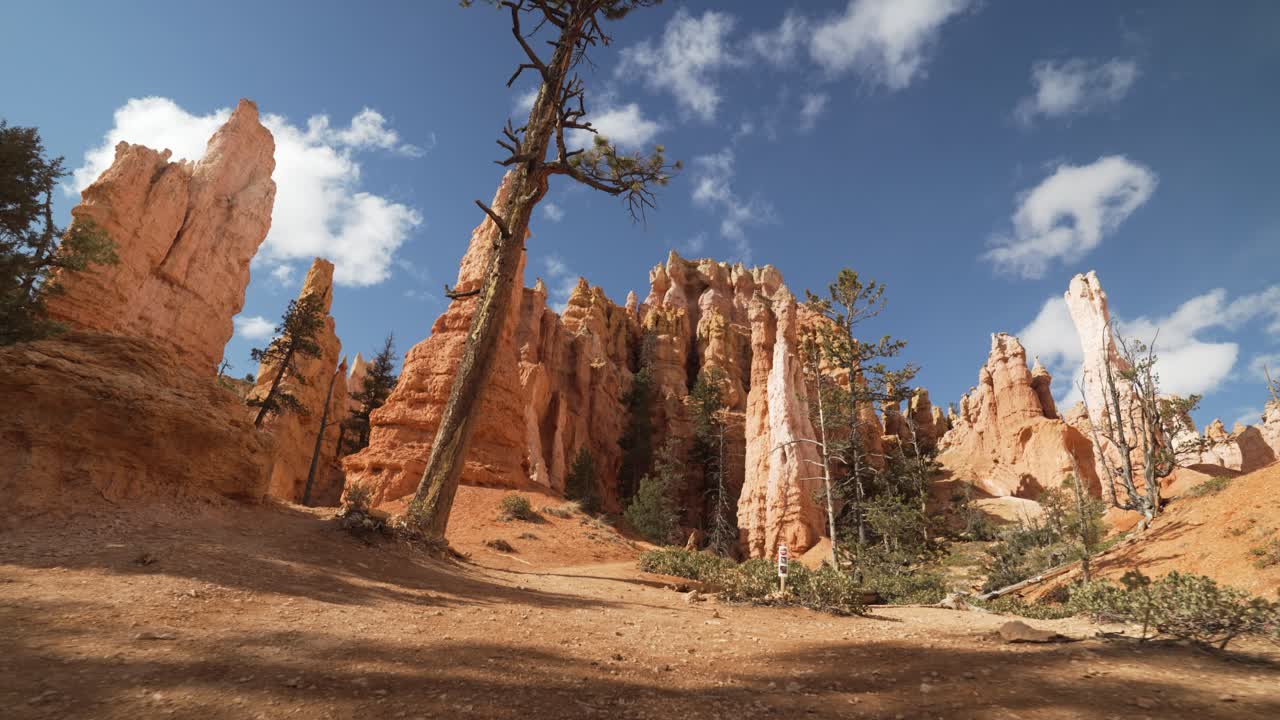 Hoodoos of Bryce Canyon National Park in april with snow in Utah, USA