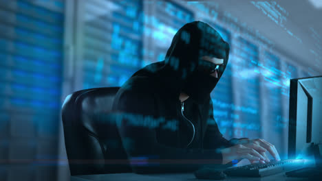 video compuesto de un hacker usando una computadora portátil