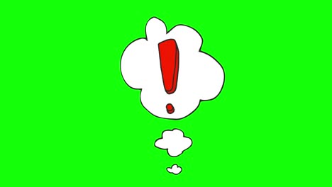 animated cartoon exclamation mark with thought bubble on green screen. exclamation mark in retro style. design for query background, faq, interrogation, quiz, poll. stock video