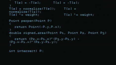 computer code and functions animation over black background