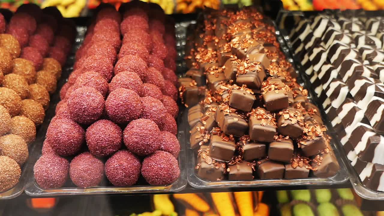 Assortment of Delicious Chocolates and Candies on Display