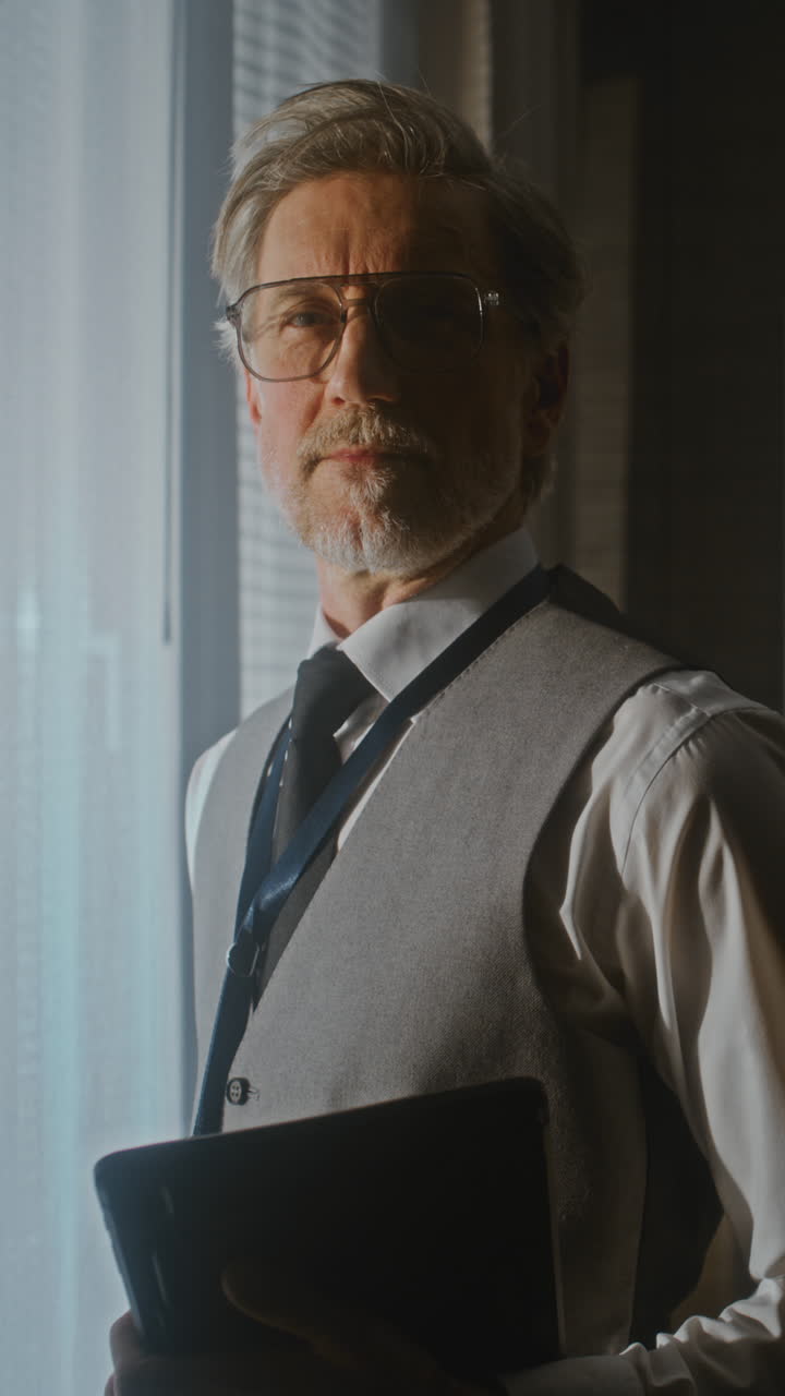 Portrait of a professional man holding a tablet
