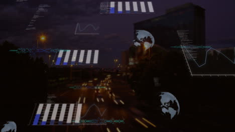animación de globos y procesamiento de datos sobre el tráfico vial en la ciudad