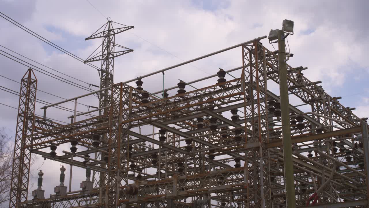 Dramatic Timelapse of Cloudy Sky Over Power Grid in Houston, Texas