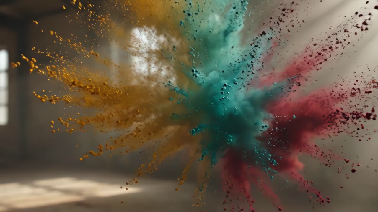 Vibrant Colorful Powder Explosion in Slow Motion