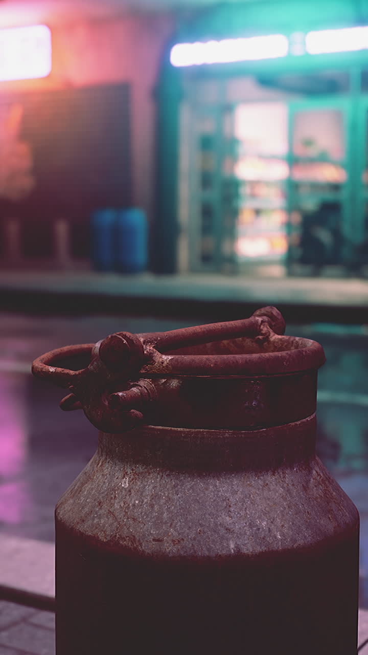 latas de leche oxidadas por la noche