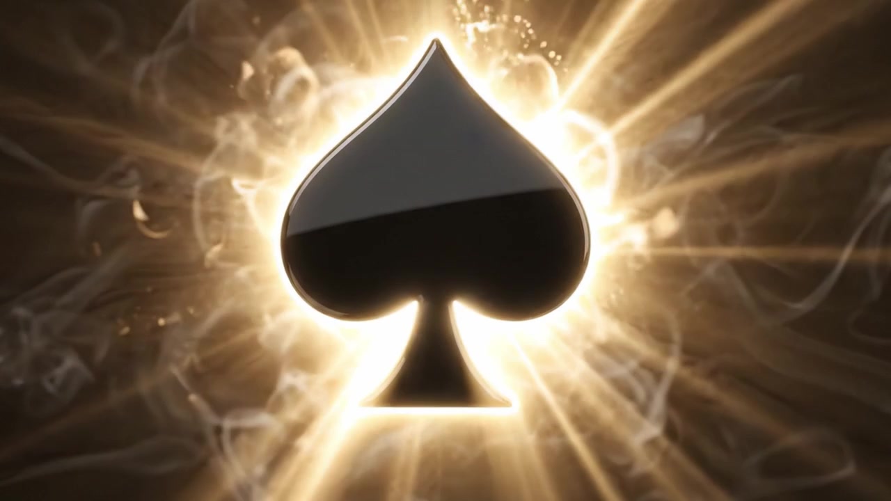 A Dynamic Transition of a Black Spade Symbol Surrounded by Mystical Smoke, Illustrating a Captivating Contrast of Light and Darkness in a Creative Visual Composition