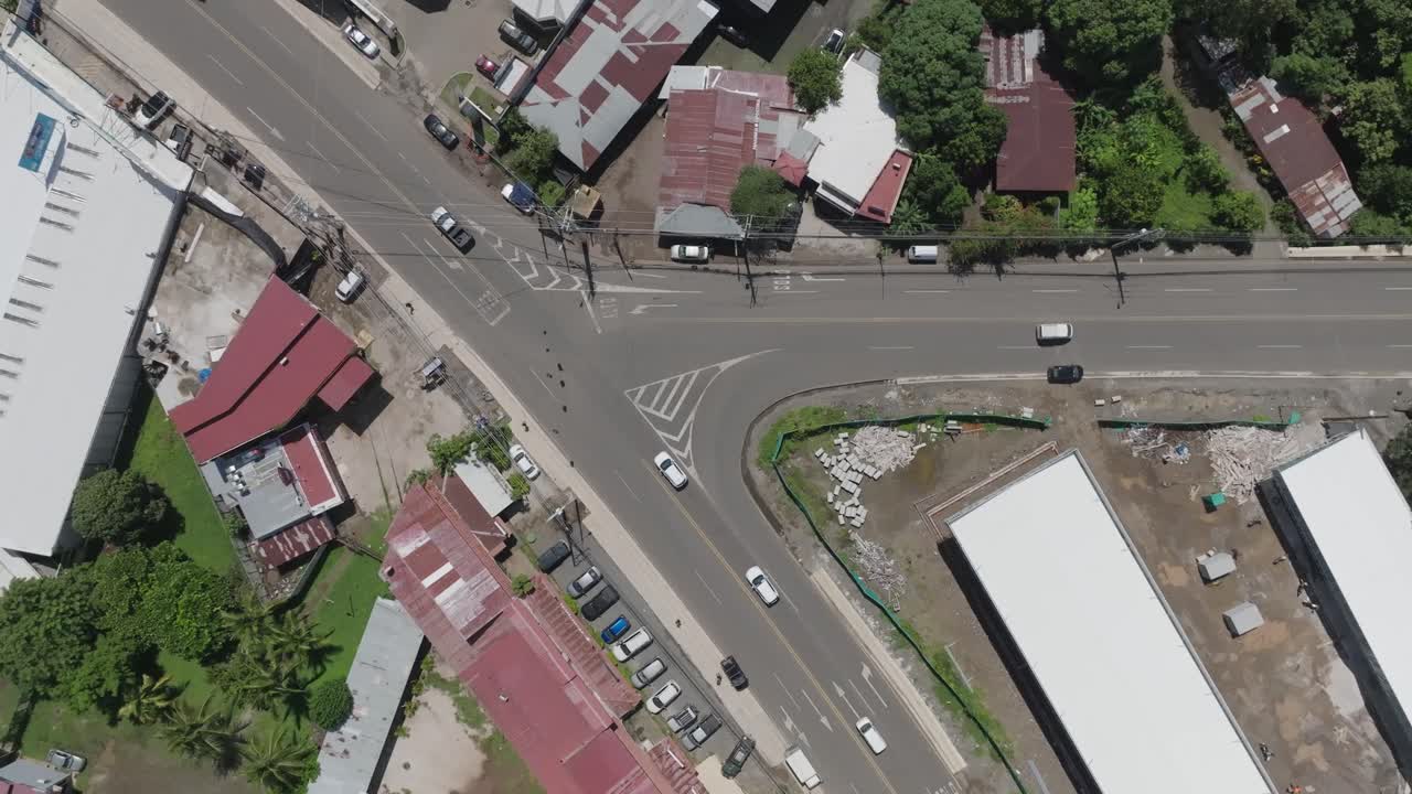 Huacas in Guanacaste Province in Costa Rica with drone video looking down at an intersection
