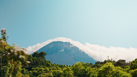 Slow-motion-close-up-shot-of-Mount-Pico-in-the-Azores-islands,-Portugal