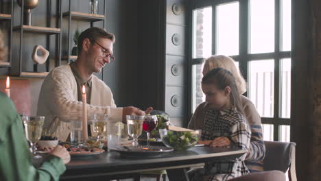 family having a meal together at home