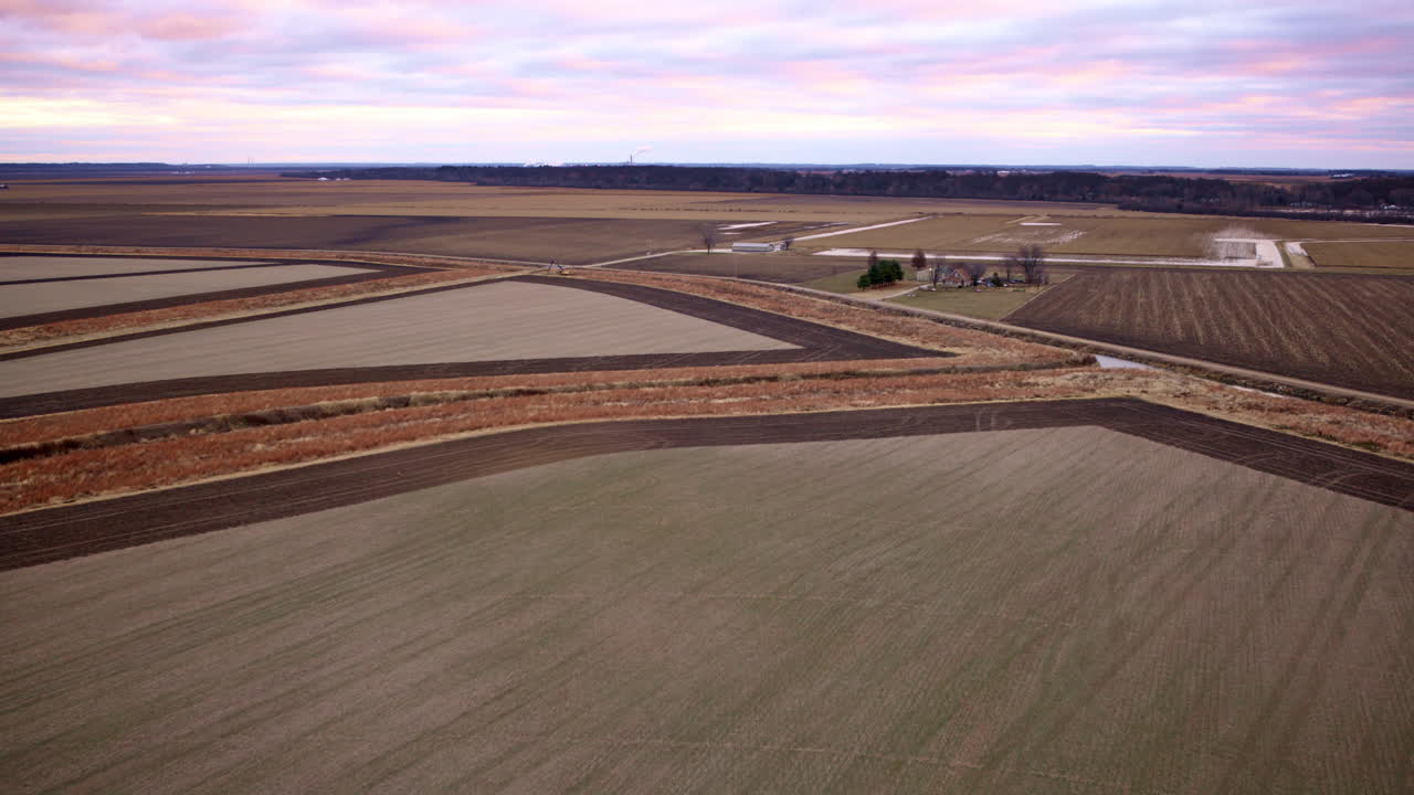 Expansive Midwest farmland seen from a drone near Peoria