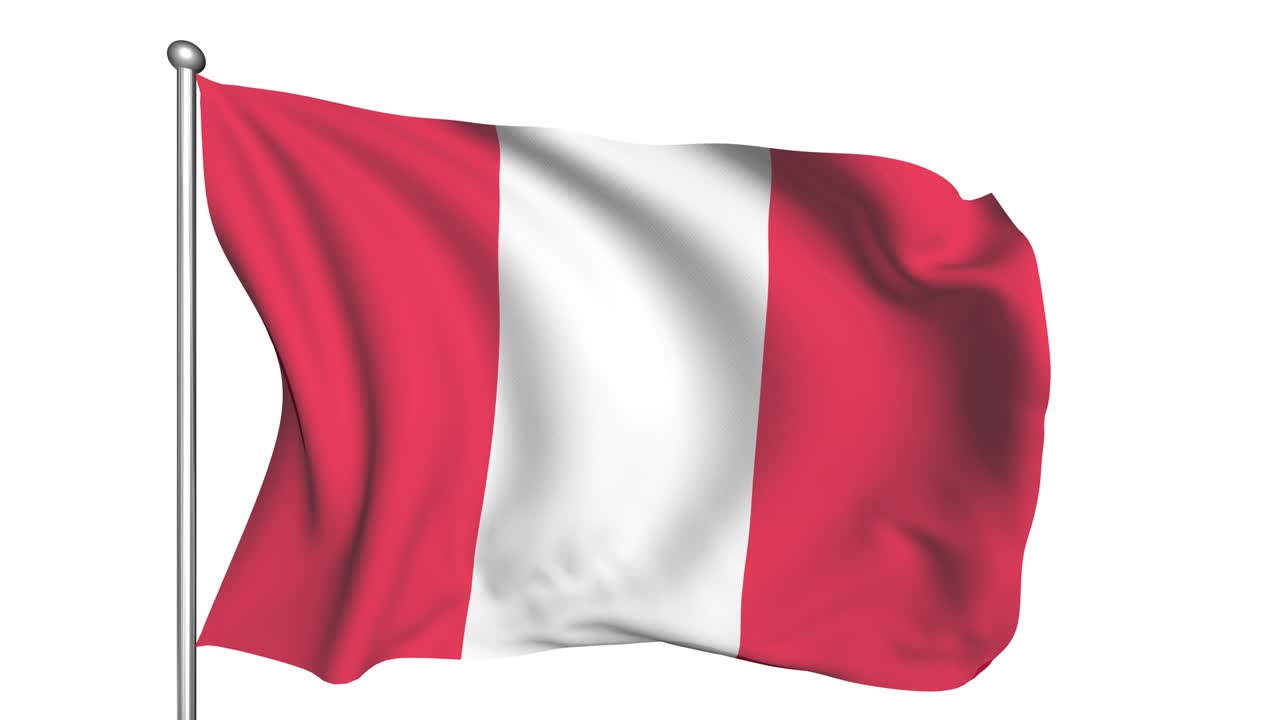 bandera del perú en el viento (canal alfa, semitransparente, en bucle)