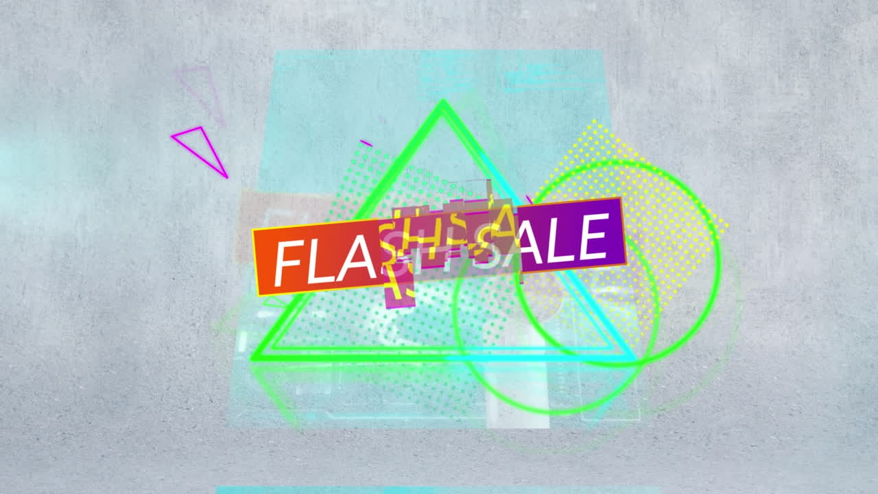 추상적인 배경 위에 플래시 판매 텍스트의 애니메이션
