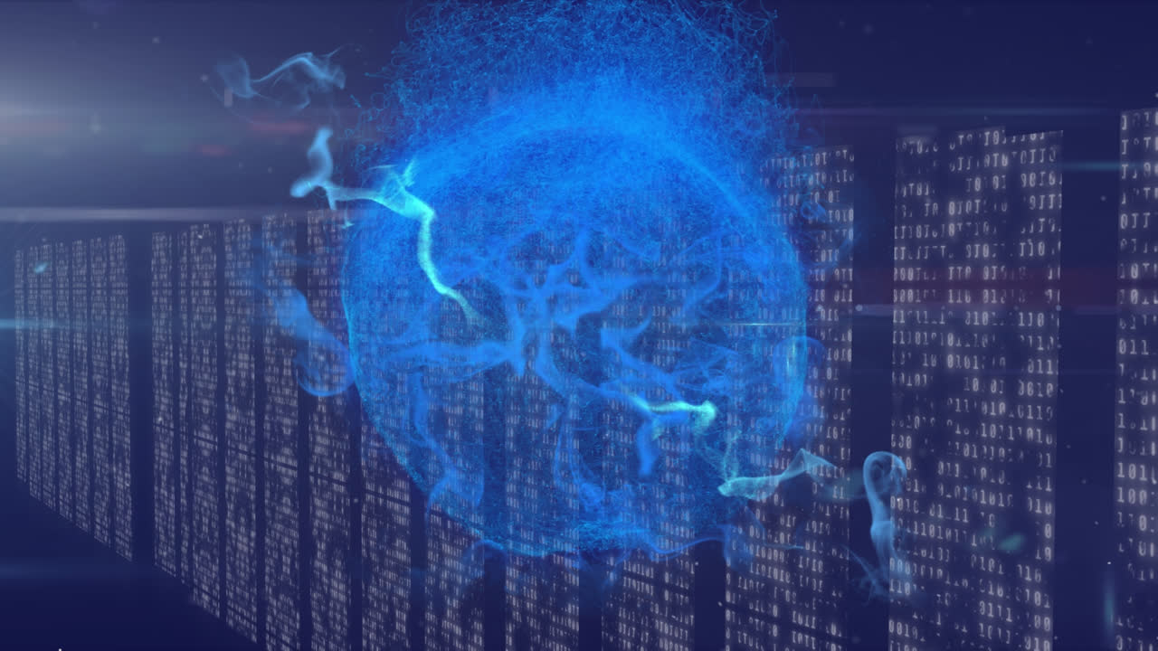 Animation of globe and data processing in servers