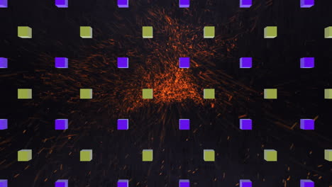 animation of cubes over sparkles on black background