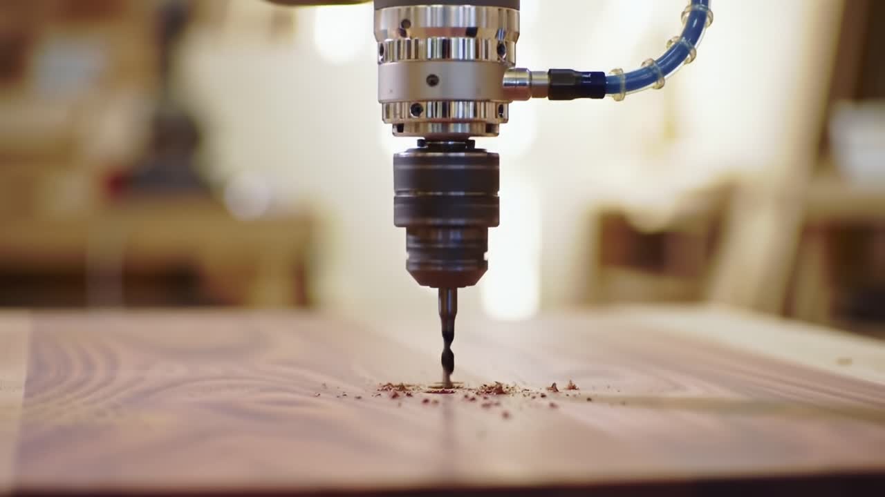 Perçage de précision dans le travail du bois : un foret avancé utilisé pour créer des trous parfaits pour des conceptions et des projets de bois complexes