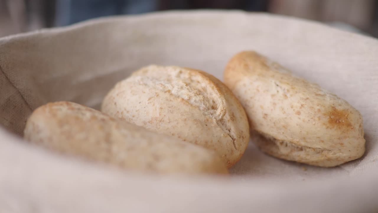 Fresh Bread Rolls in a Basket
