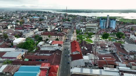 Aerial-view-of-Iquitos,-Peru,-also-known-as-the-Capital-of-the-Peruvian-Amazon