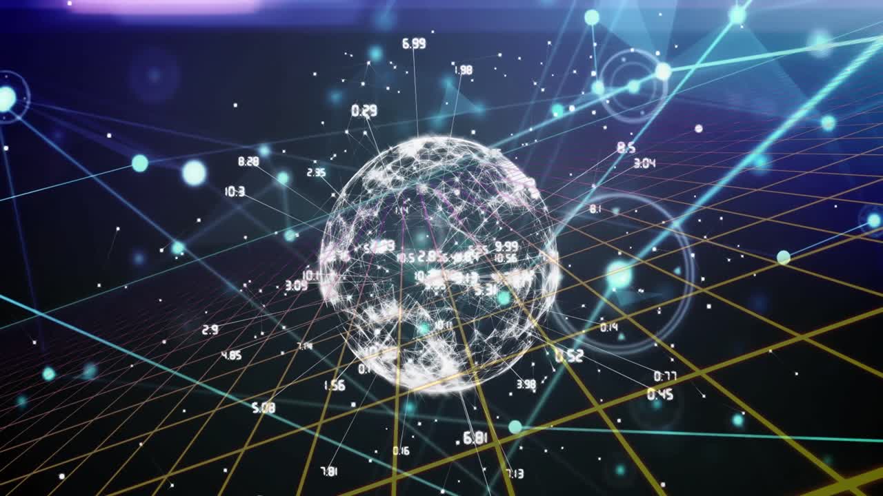 그리드 상의 연결을 가진 데이터 처리 및 글로브의 애니메이션