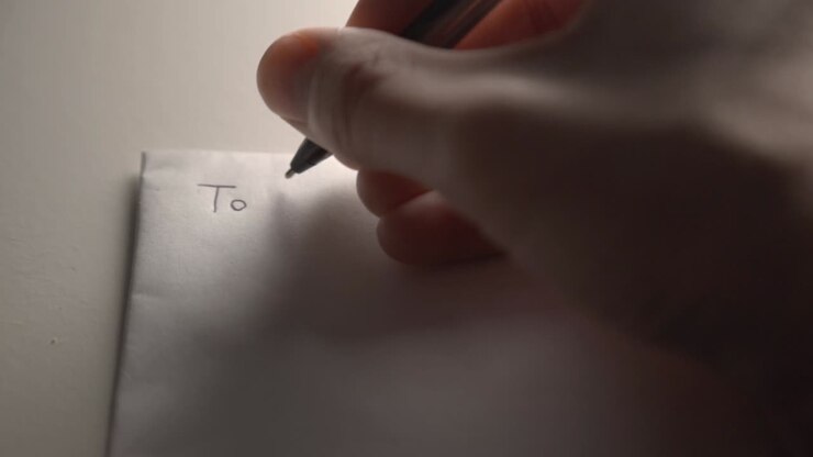 A Right-Handed Person Writing On A White Paper Using An Ink Pointed Pen - Closeup Shot