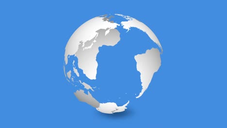 animación en bucle globo blanco tierra sobre fondo azul. animación planeta tierra