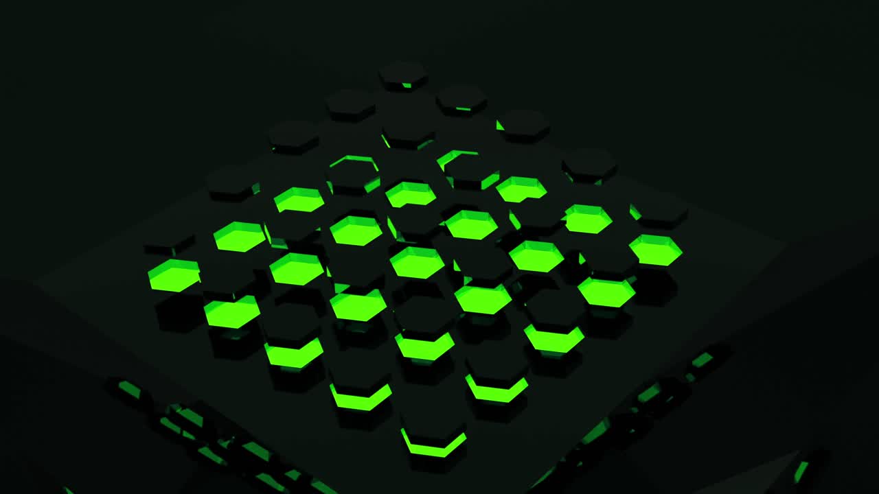 patrón hexagonal 3d abstracto en negro y verde