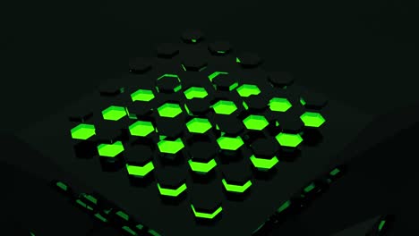 modello esagonale 3d astratto in nero e verde