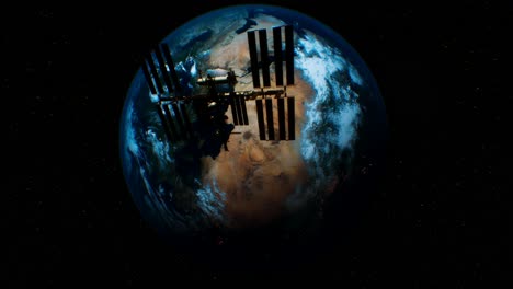 international space station in outer space over the planet earth orbit