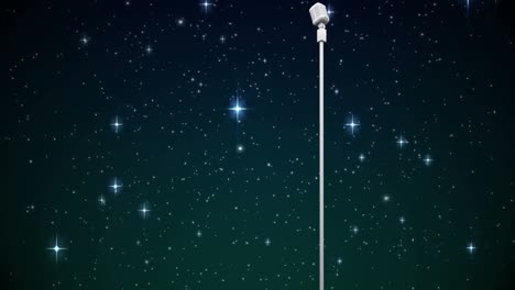 animation of stars falling over microphone on dark background