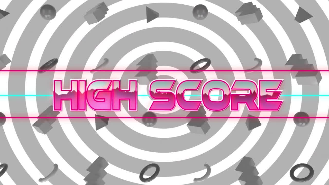 하 바탕에 회색 모양과 원 위에 높은 점수 텍스트의 애니메이션