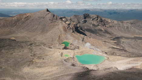 volcanic landscape with turquoise lakes