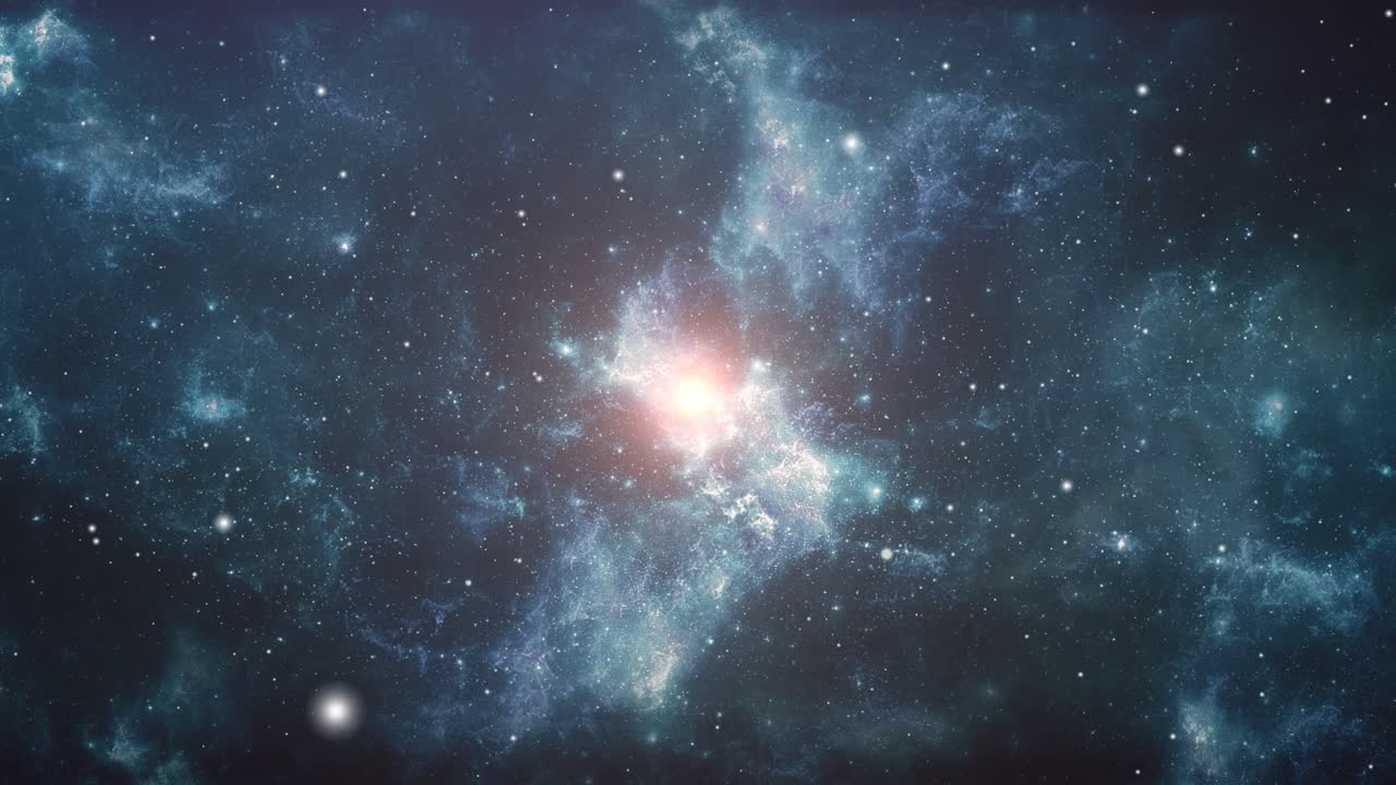 우주에 떠있는 애니메이션 성운 구름