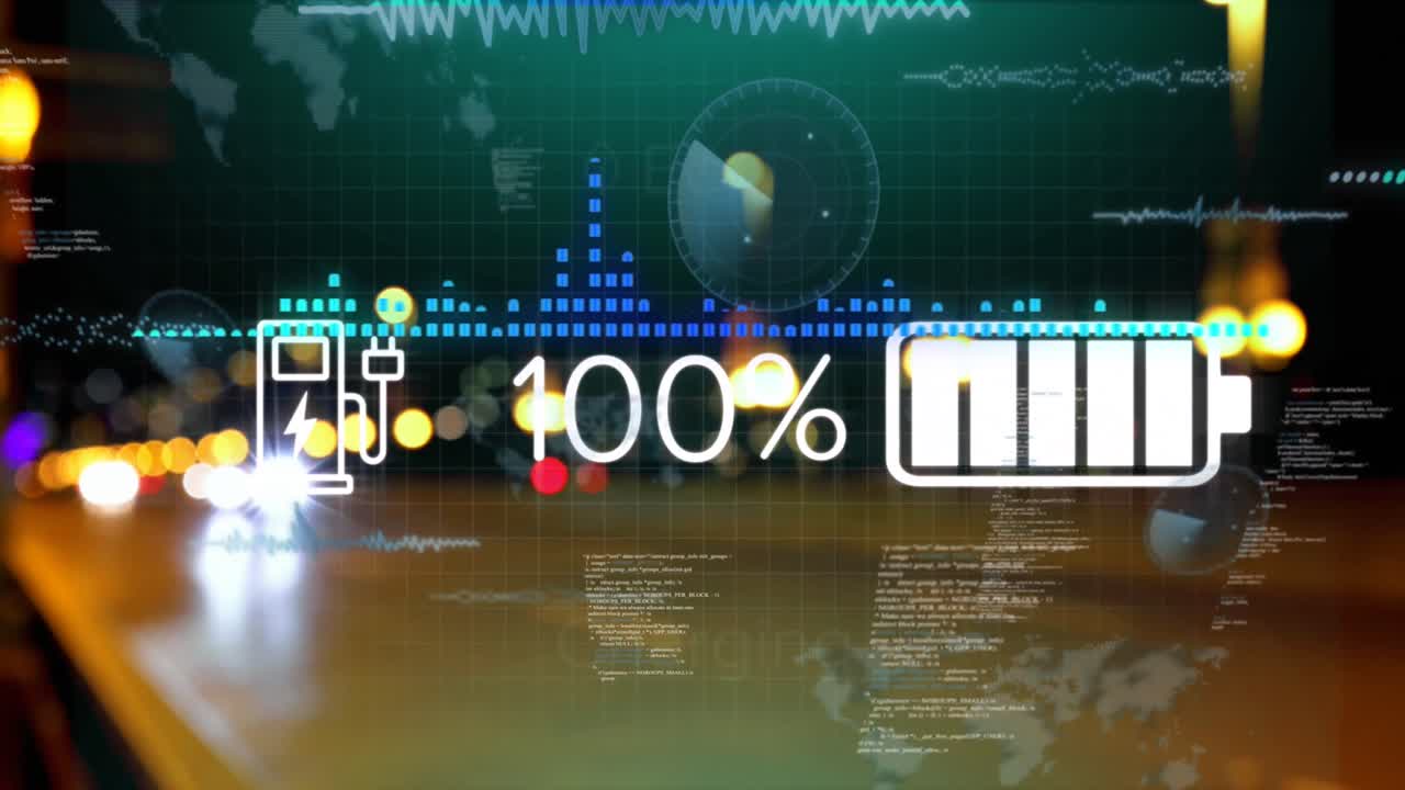 전기 자동차의 애니메이션과 도로 교통에 대한 데이터 처리