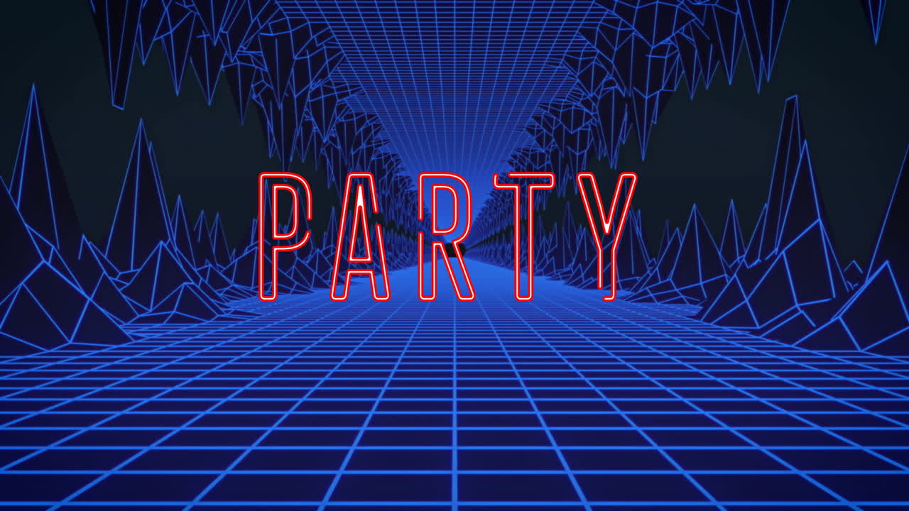 산 위의 파티 텍스트의 애니메이션