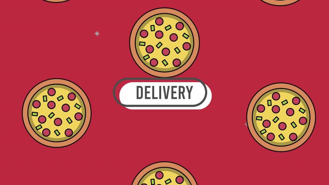delivery food service pizzas pattern animation