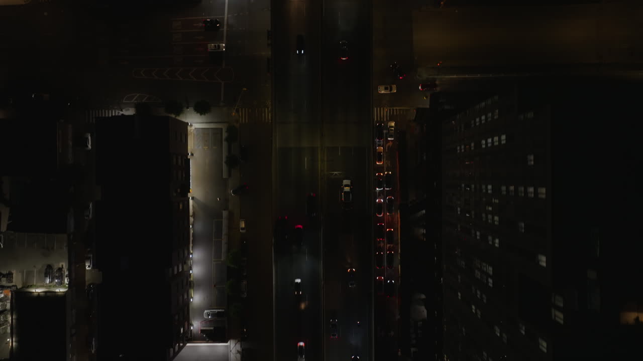 i-87,ブロンクスの夜,ニューヨーク,アメリカ - トップダウン,ドローンショット