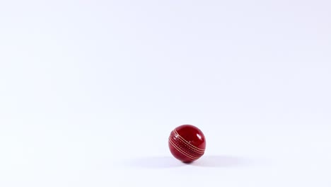 a cricket ball bounces on a white surface