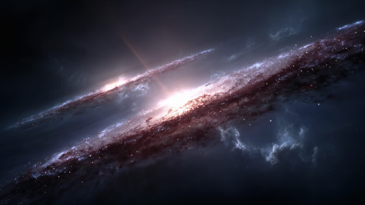 A Stunning Cosmic View of Two Majestic Galaxies Illuminating the Darkness of Space with Brilliant Stars and Vibrant Nebulae, Capturing the Beauty of the Universe