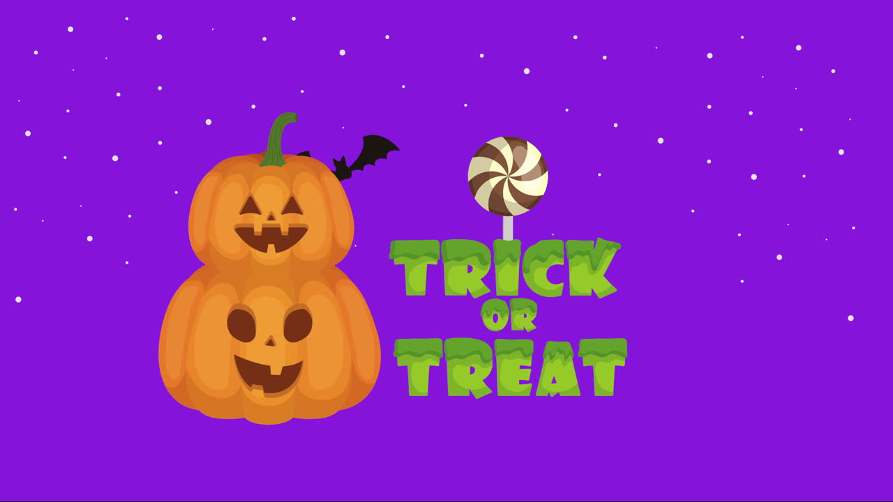 escena oscura de halloween con personajes de calabazas