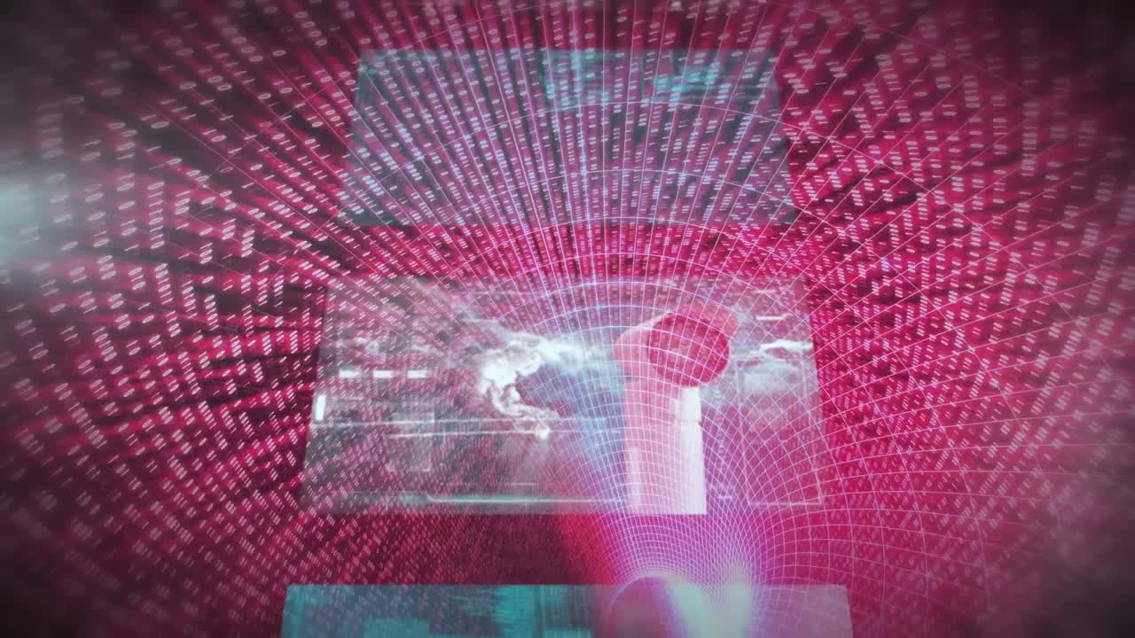 animación de pantallas digitales sobre el túnel rosa