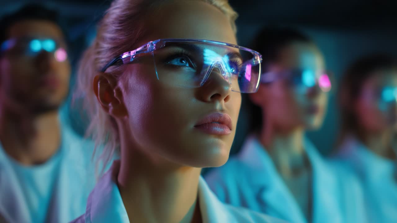 Scienziati futuristici in un laboratorio