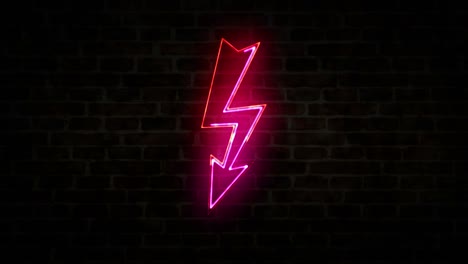 energy lightning symbol neon on brick wall