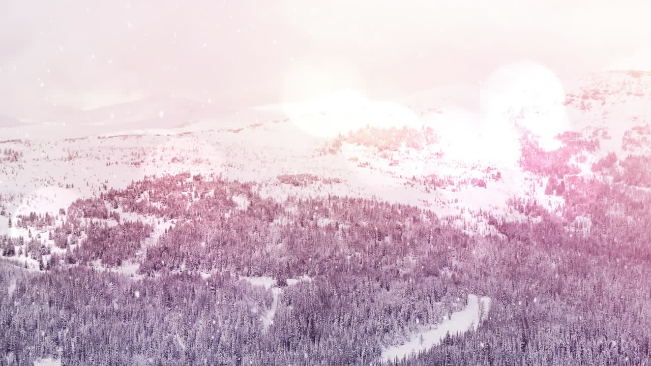 겨울 풍경에서 내리는 눈의 애니메이션