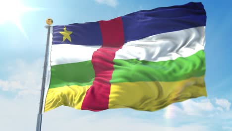 4k 3d illustration of the waving flag on a pole of the country central african republic