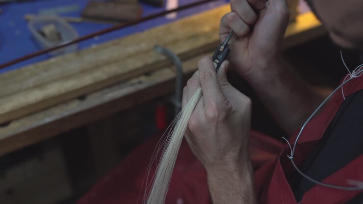 Anonymous artisan master working on violin bow
