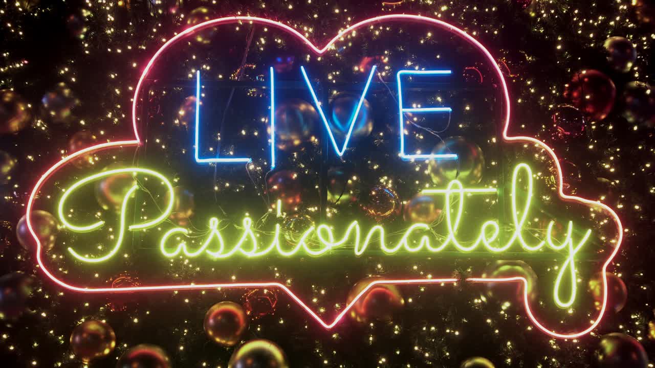 네온 빛으로 만든 동기 부여 텍스트, 크리스마스 새해 축제.