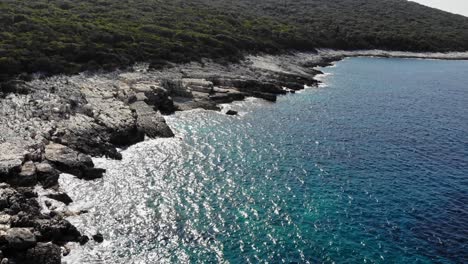 Breathtaking-View-Of-Paralia-Emplisi-Beach-in-Erisos,-Greece--Aerial-Shot