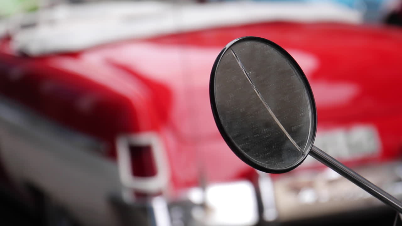Classic red car mirror